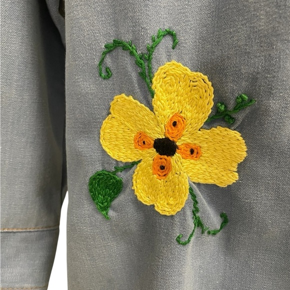 Vintage Hand Embroidered Denim Shirt Jacket Size Large Estimated - Picture 3 of 12